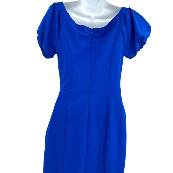 NIKIBIKI Women's Royal Blue Short Sleeve Sheath Dress Back Zip Size Small - Picture 10 of 14